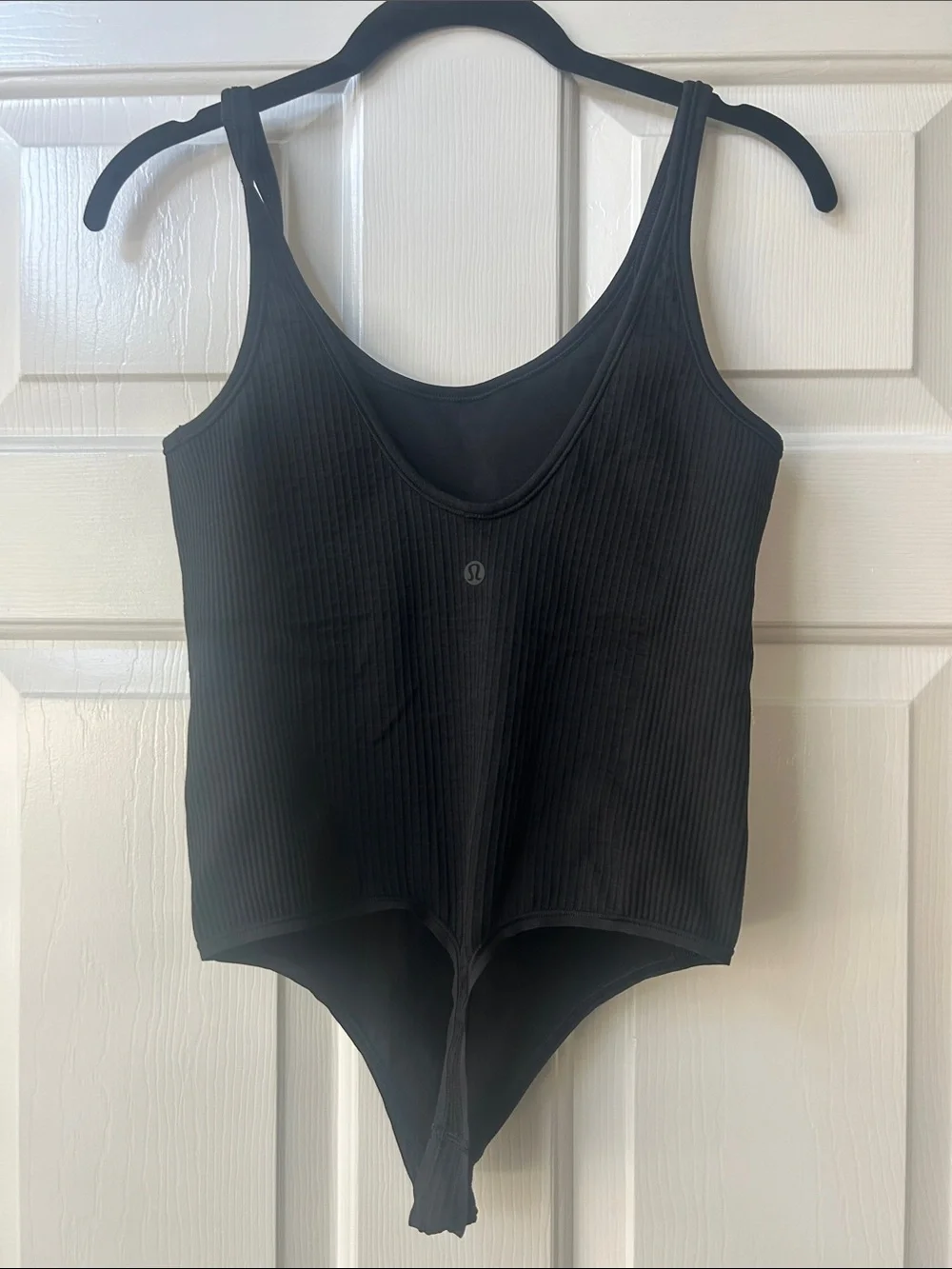 lululemon athletica Black Ribbed Tank Bodysuit with Scoop Neck